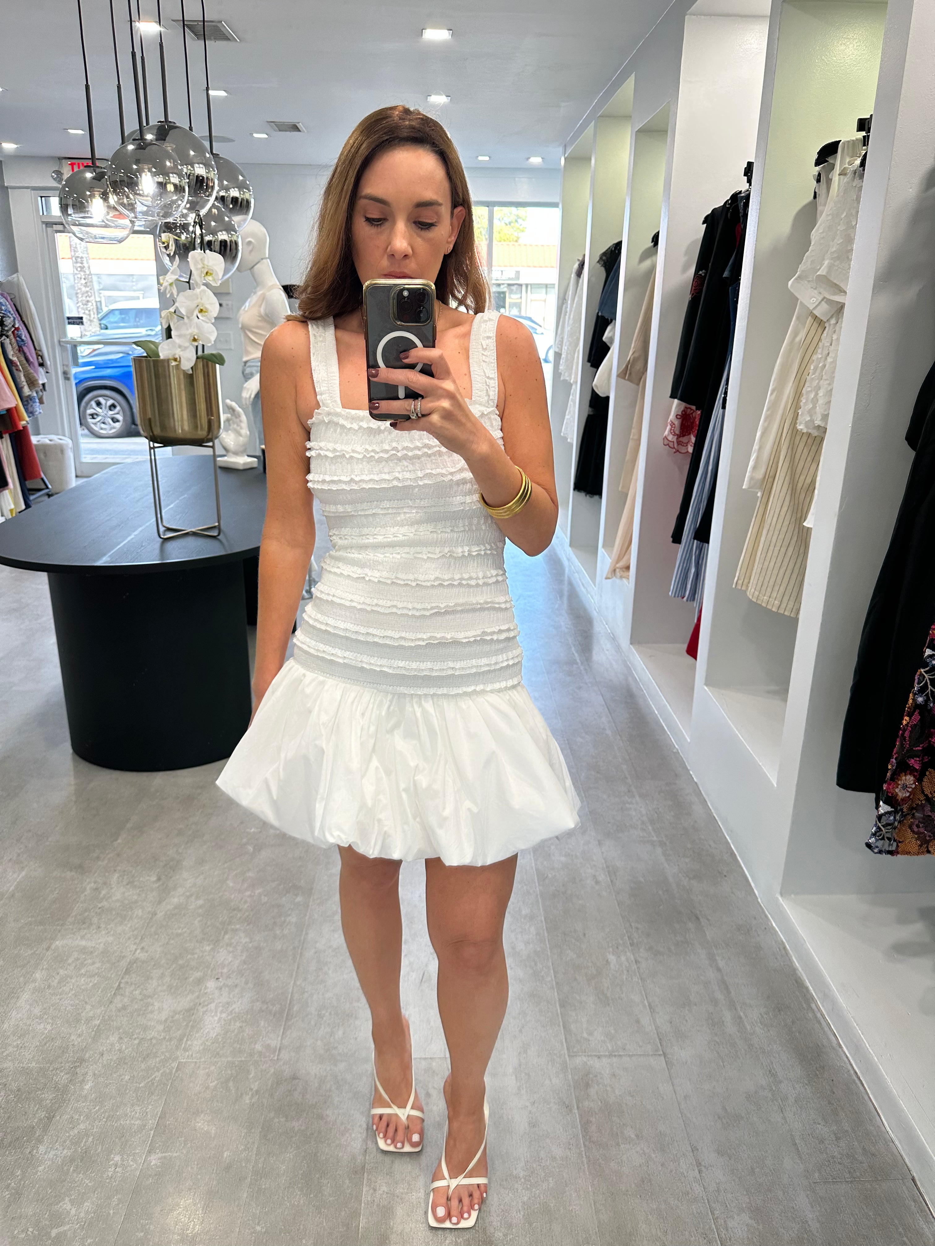 LACE BUBBLE MINI DRESS