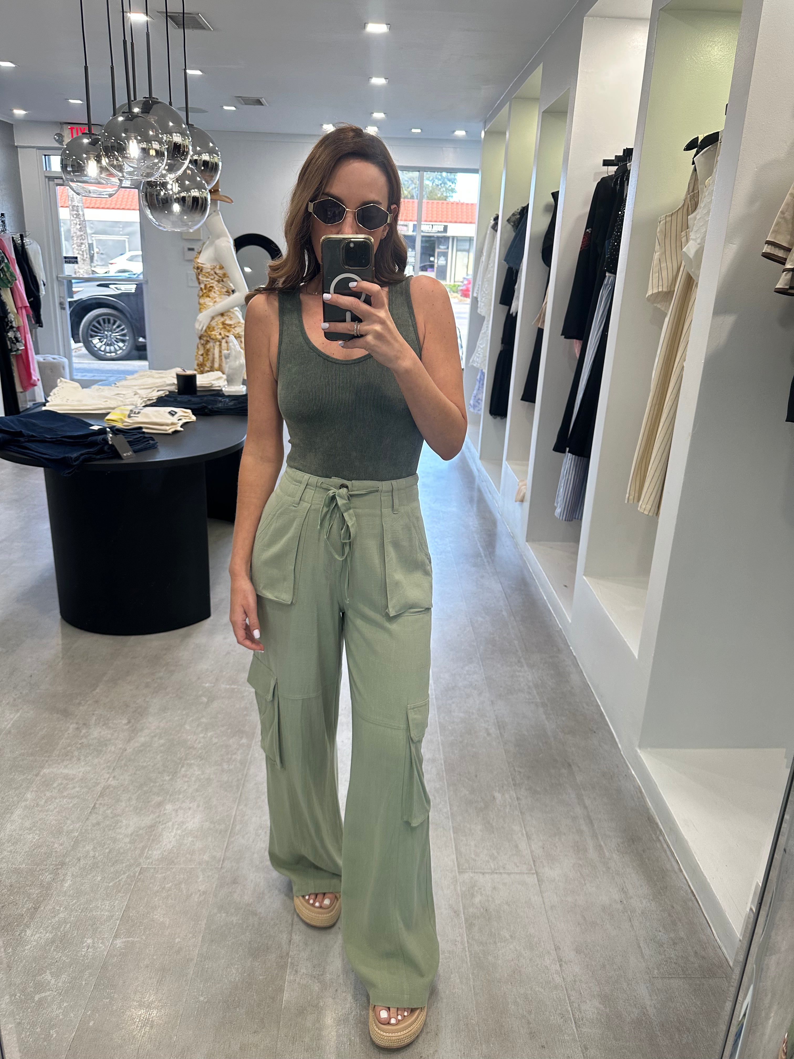 OLIVE LINEN PANTS