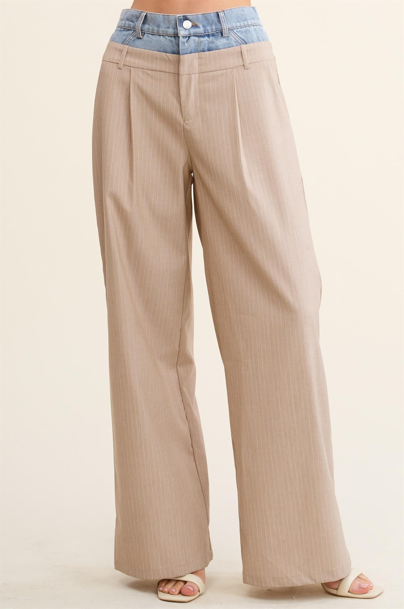 BEIGE DENIM CONTRAST PANT