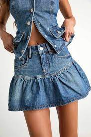 DENIM PEPLUM SKIRT
